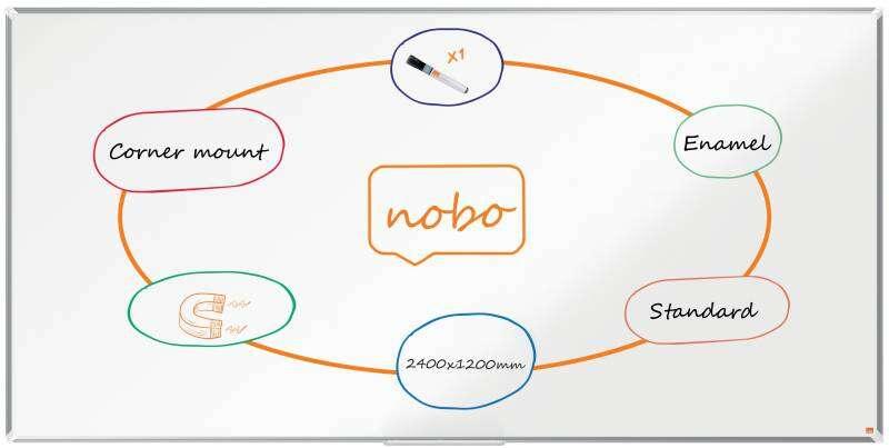 Nobo Premium Plus lavagna 2383 x 1167 mm Smaltato Magnetico (Nobo Premium Plus Magnetic Enamel Whiteboard Aluminium Frame 2400x