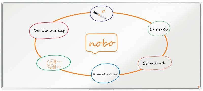 Nobo Premium Plus Enamel Magnetic Whiteboard 2700x1200mm