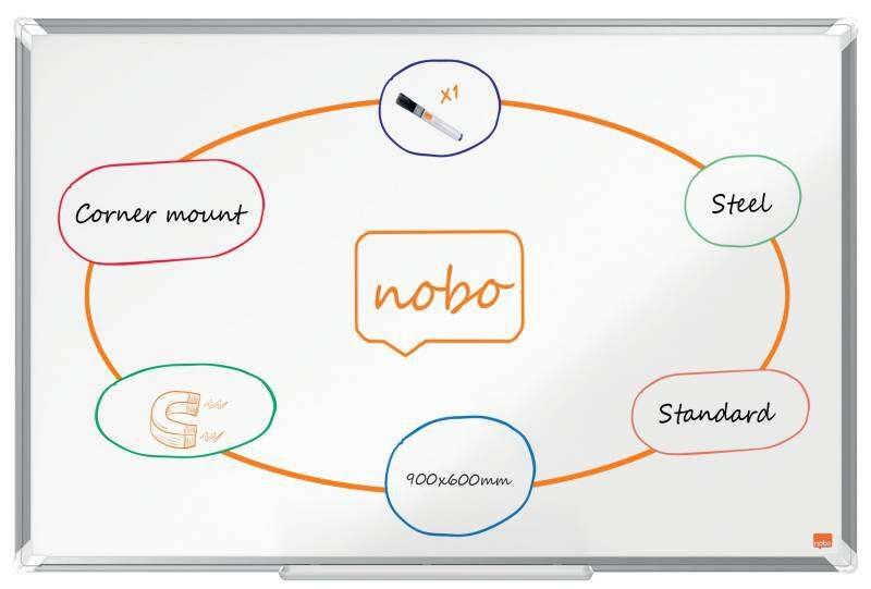 Nobo Premium Plus lavagna 871 x 562 mm Acciaio Magnetico (Nobo Premium Plus Steel Magnetic Whiteboard 900x600mm)