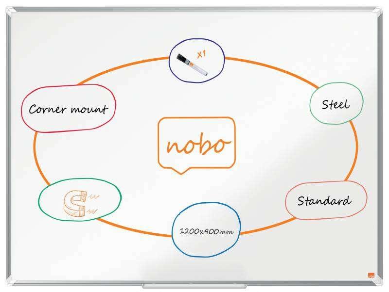 Nobo Premium Plus lavagna 1173 x 865 mm Acciaio Magnetico (Nobo Premium Plus Steel Magnetic Whiteboard 1200x900mm)