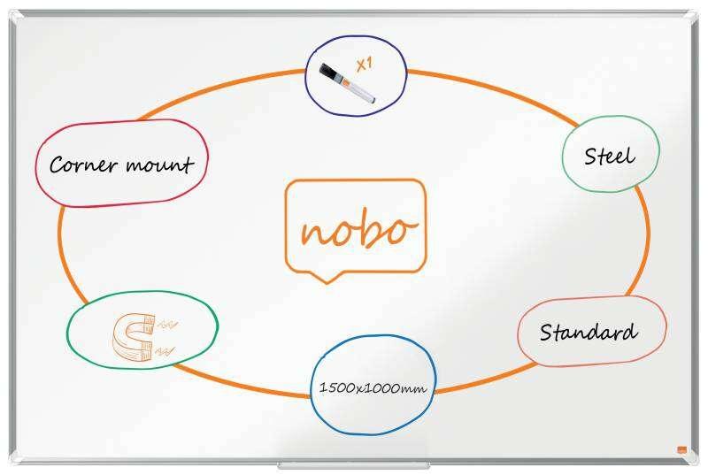 Nobo Premium Plus lavagna 1476 x 966 mm Acciaio Magnetico (Nobo Premium Plus Steel Magnetic Whiteboard 1500x1000mm)