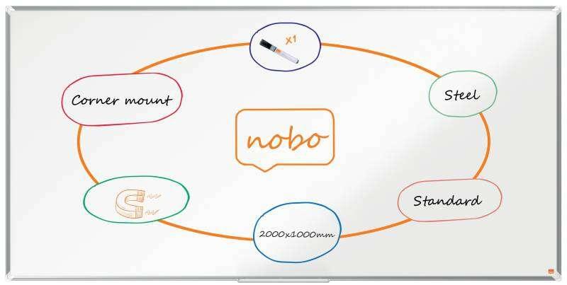 Nobo Premium Plus lavagna 1974 x 962 mm Acciaio Magnetico (Nobo Premium Plus Steel Magnetic Whiteboard 2000x1000mm)