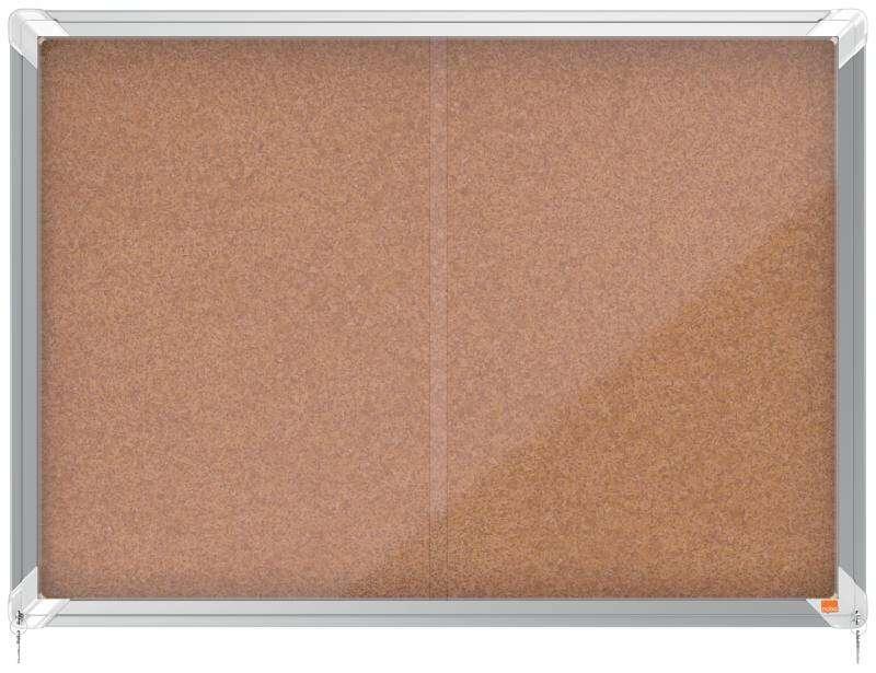 Nobo 1915331 bacheca per appunti Interno Marrone Alluminio (Nobo Premium Plus Cork Lockable Noticeboard Display Case Sliding Do