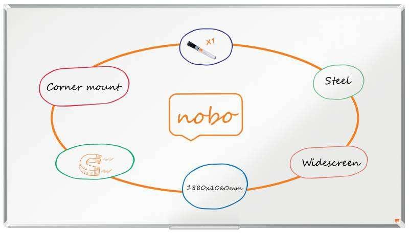 Nobo Premium Plus Widescreen Steel Magnetic Whiteboard 1880x1060mm