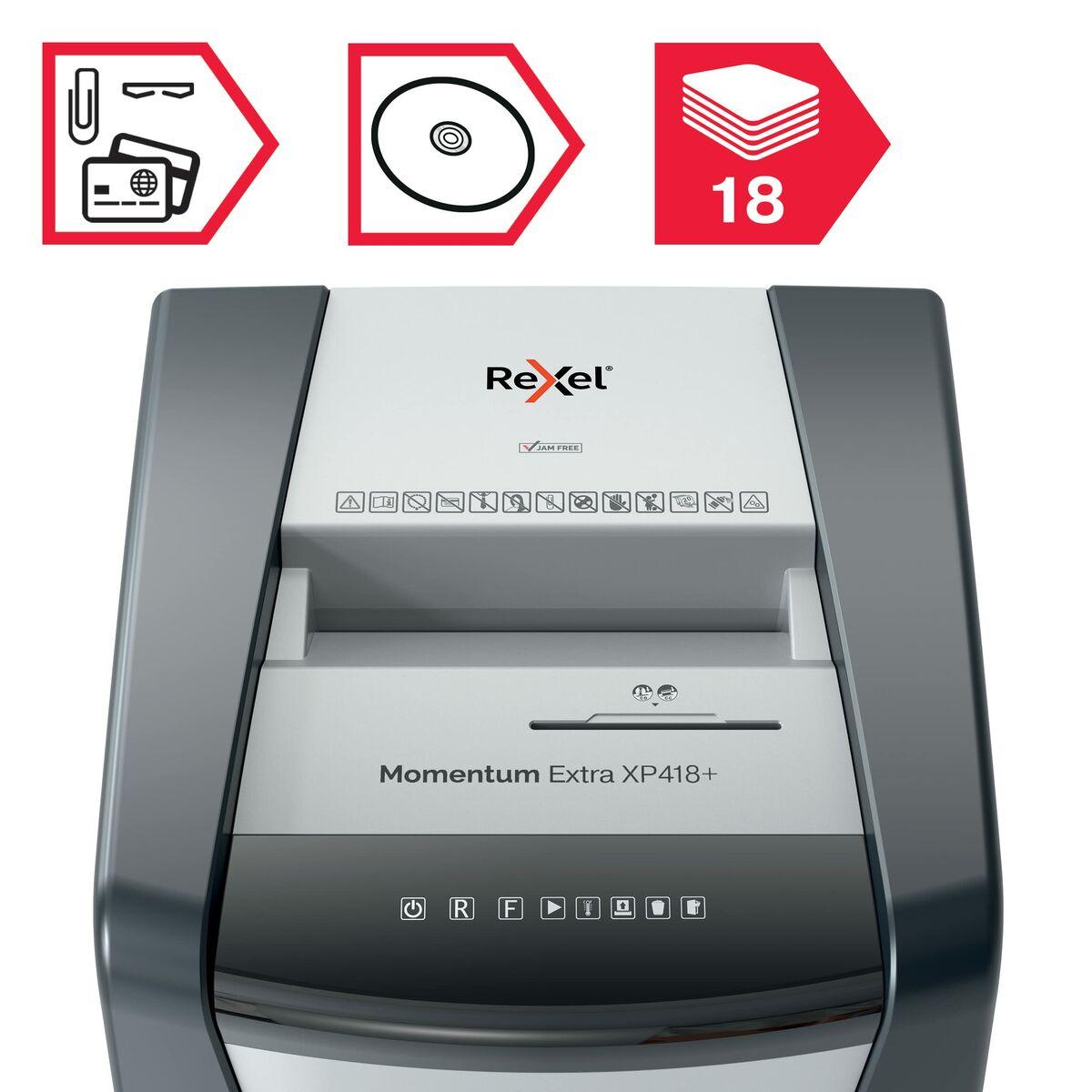 Rexel XP418 distruggi documenti Triturazione incrociata 55 dB Nero (Rexel Momentum Extra XP418 45L P-4 Cross Cut Shredder 20214