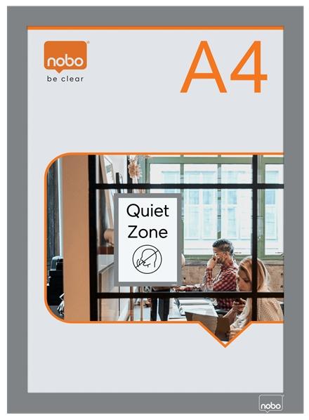 Nobo 1915696 Self-adhesive Magnetic Poster Frame A4 Silver
