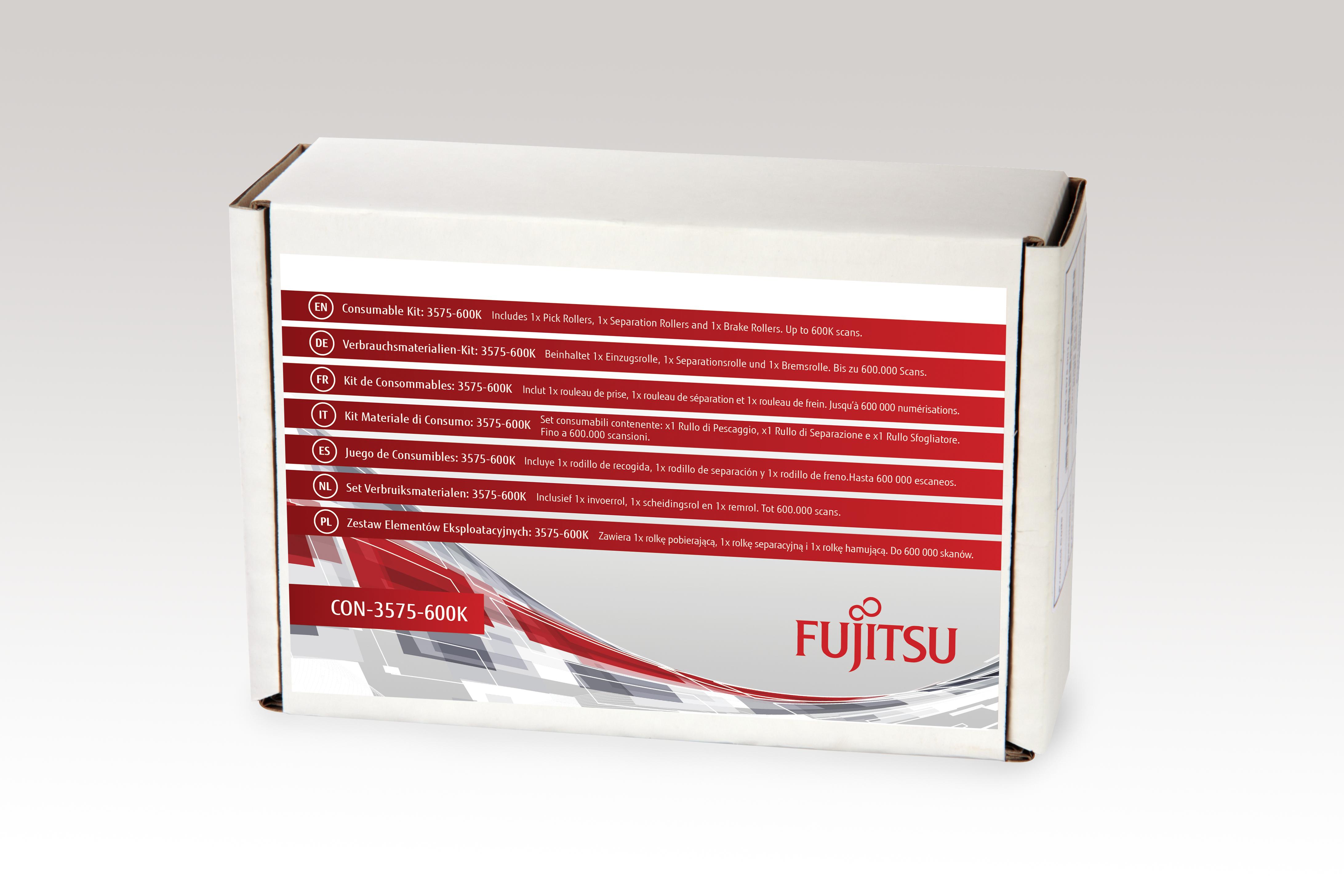 Fujitsu/PFU Kit di consumabili: 3575-600K 1 Confezione: per fi-6400, fi-6800. Include 1 x Rulli di selezione, 1 x Rulli di sepa
