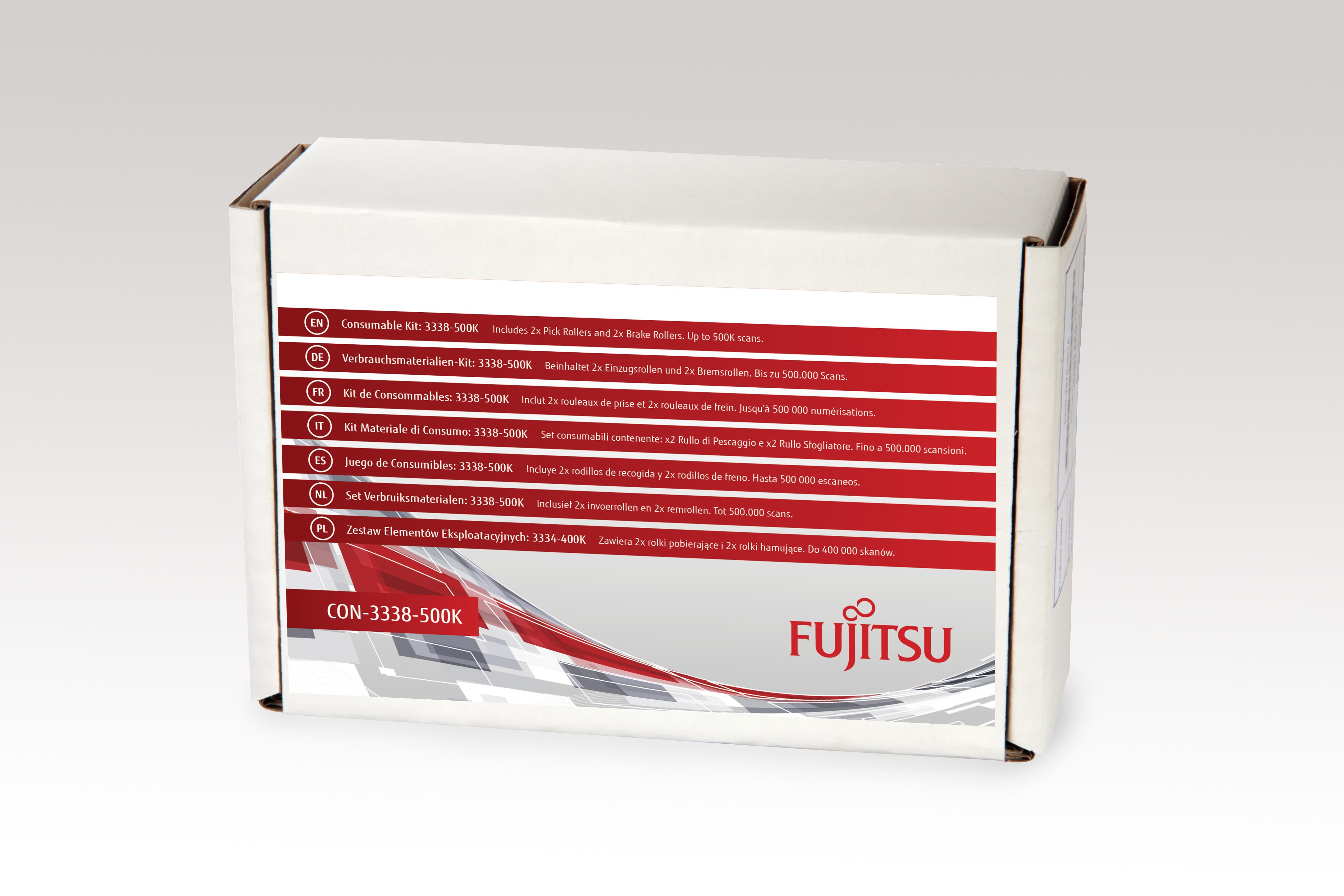 Fujitsu 3338-500K Kit di consumabili (CON-3338-500K - Consumable Kit 3338-500K - Includes 2x Pick Rollers and 2x Brake Rollers.