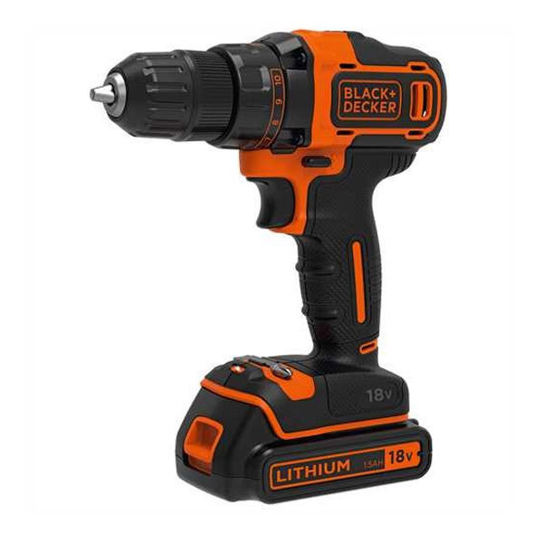 Trapano avvitatore a batteria Black+Decker BDCDD186K-QW con cambio a 2 velocitÃƒÂ  18 V, 1,5 Ah