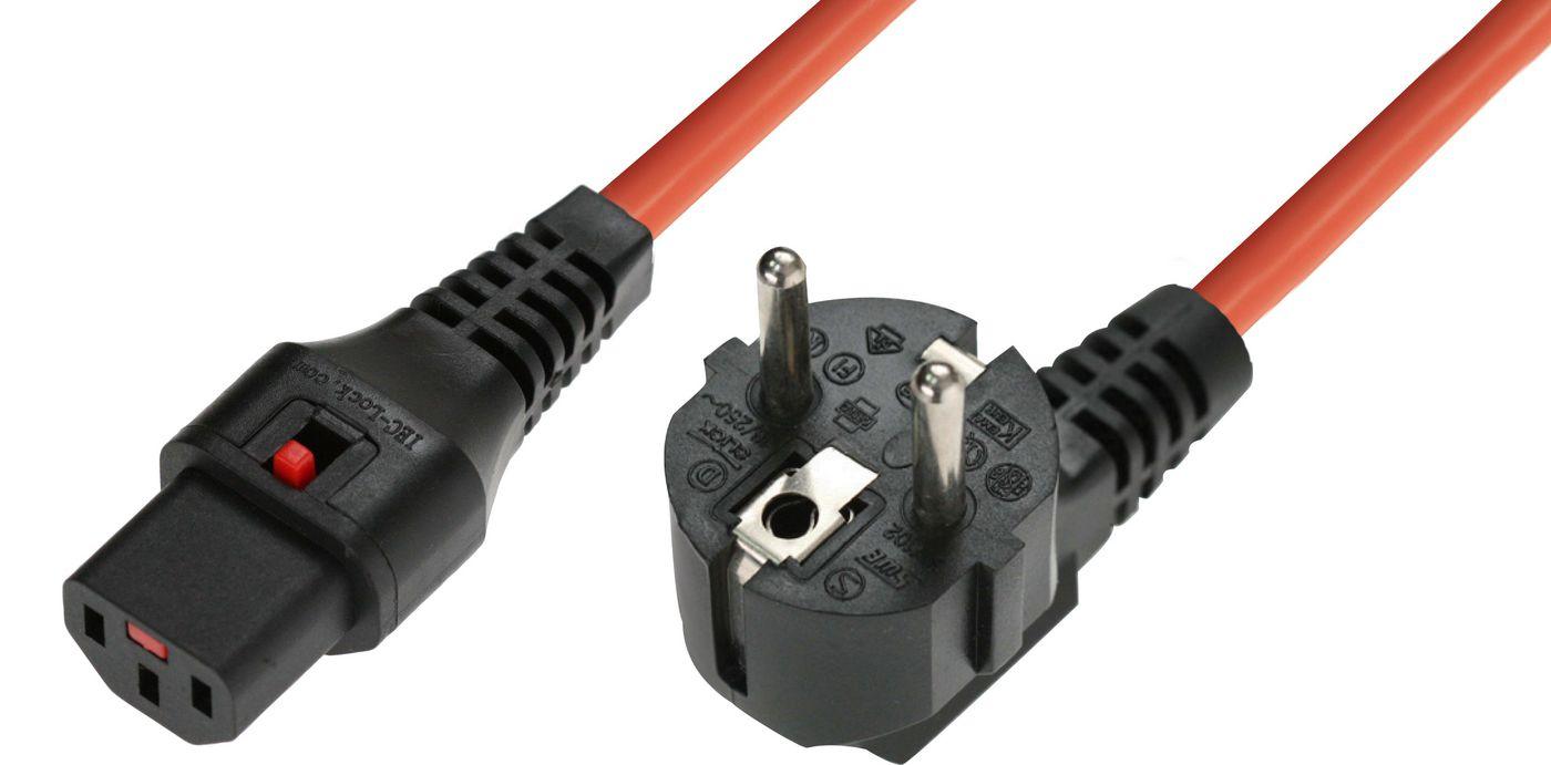 Microconnect EL248S cavo di alimentazione Arancione 3 m Accoppiatore C13 (IEC LOCK C13 to R/A SCHUKO - 1.00mm2 3M ORANGE - H05V