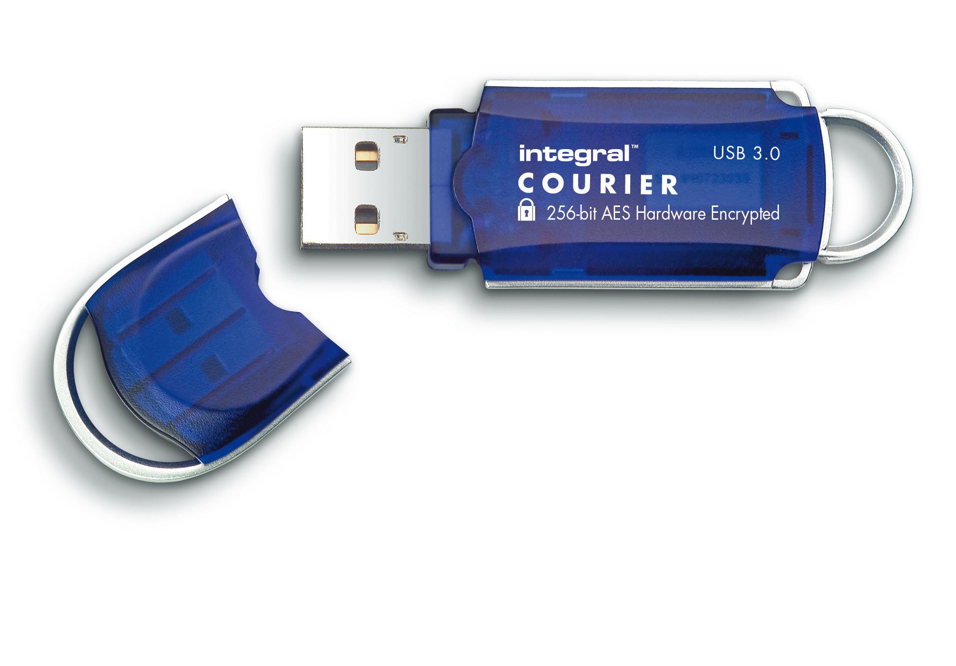 Integral 32GB Courier FIPS 197 Encrypted USB 3.0 unit flash USB USB tipo A 3.2 Gen 1 3.1 Gen 1 Blu Argento (32GB HARDWARE ENCR
