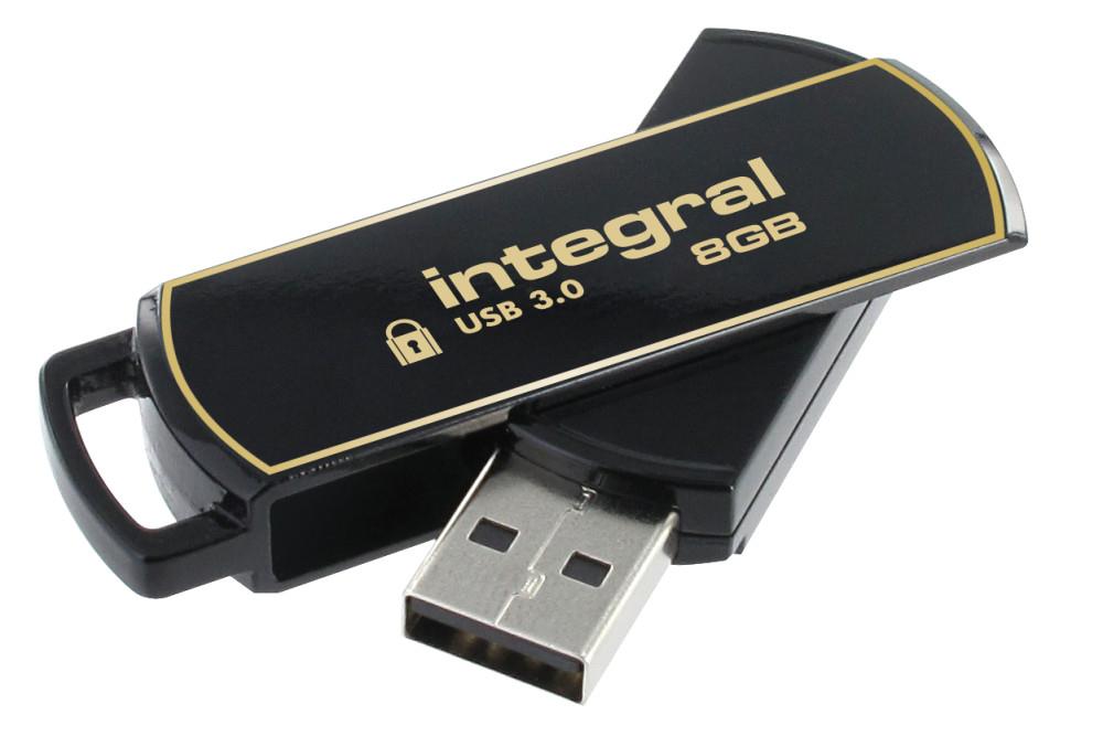 Integral 8GB Secure 360 Encrypted USB 3.0 unit flash USB USB tipo A 3.2 Gen 1 3.1 Gen 1 Nero Oro (8GB USB3.0 DRIVE SECURE360 B