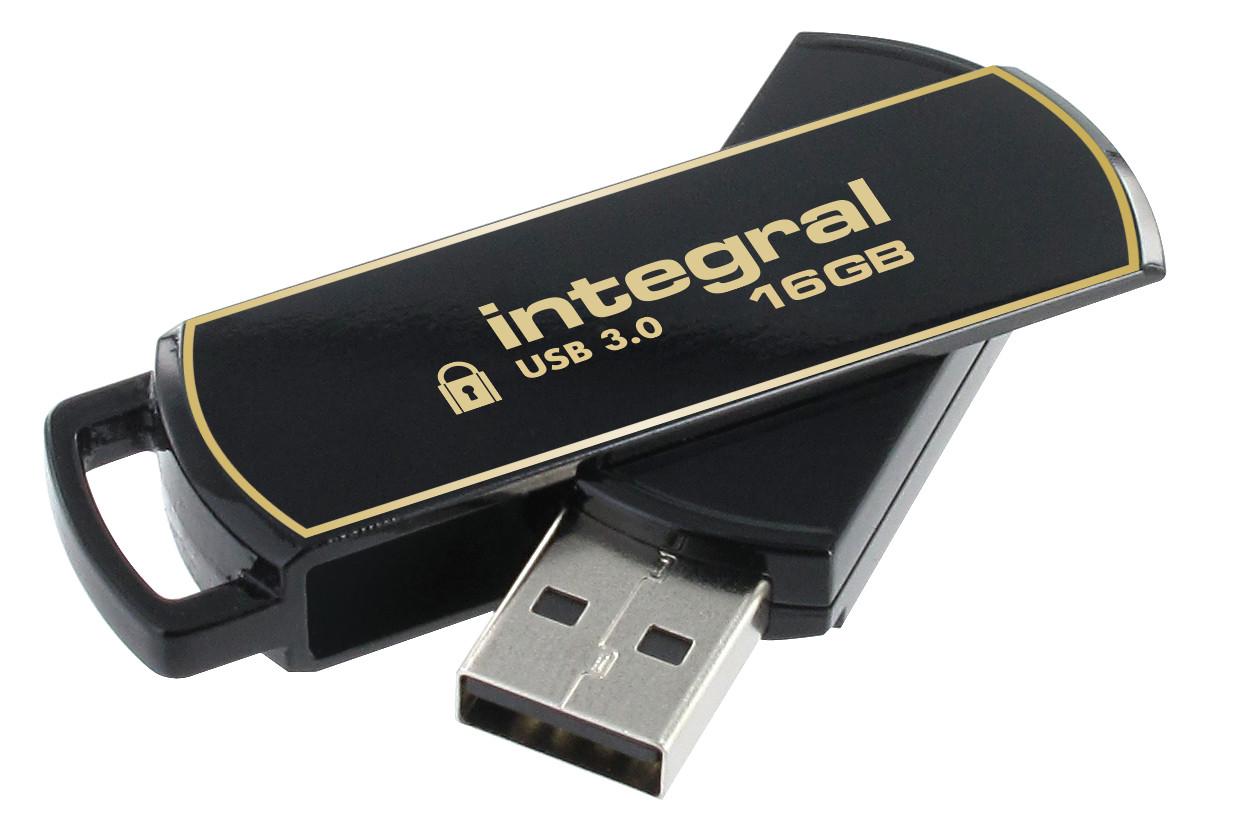 Integral 16GB Secure 360 Encrypted USB 3.0 unit flash USB USB tipo A 3.2 Gen 1 3.1 Gen 1 Nero Oro (16GB USB3.0 DRIVE SECURE360