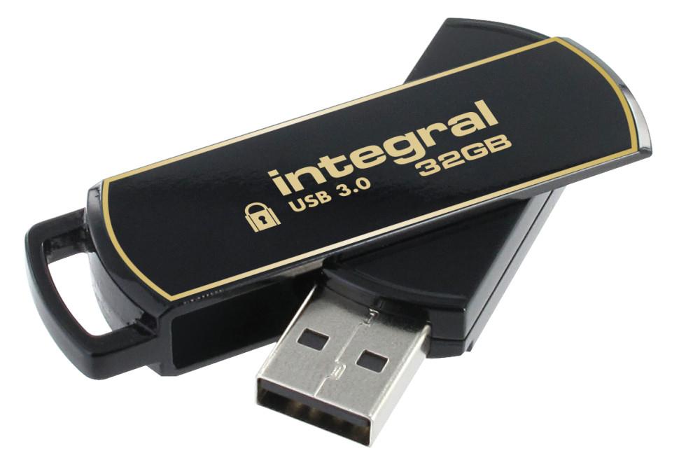 Integral 32GB Secure 360 Encrypted USB 3.0 unit flash USB USB tipo A 3.2 Gen 1 3.1 Gen 1 Nero Oro (32GB USB3.0 DRIVE SECURE360