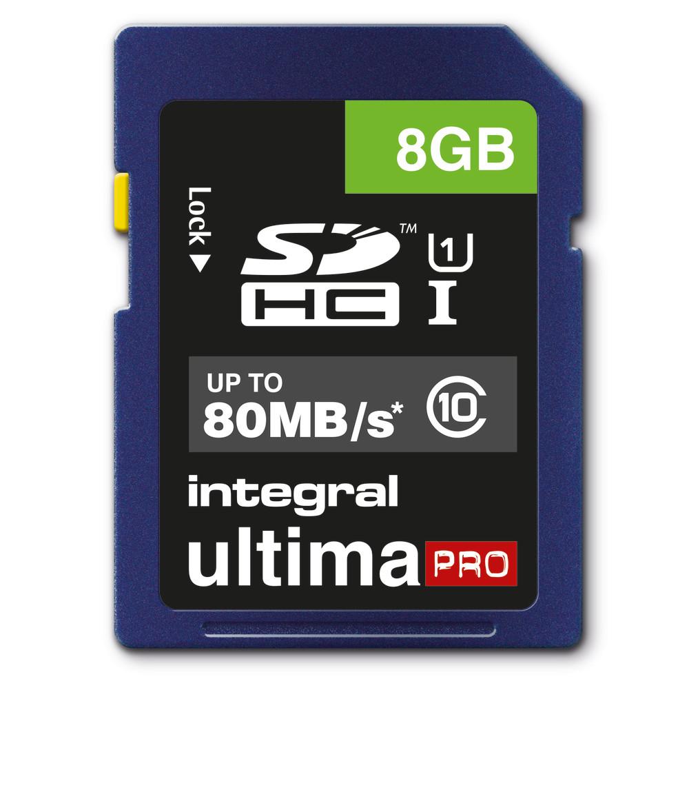 Integral 8GB ULTIMAPRO SDHC/XC 80MB CLASS 10 UHS-I U1 SD (8GB SDHC MLC FLASH CL10 80 MB/S ULTIMAPRO INTEGRAL)
