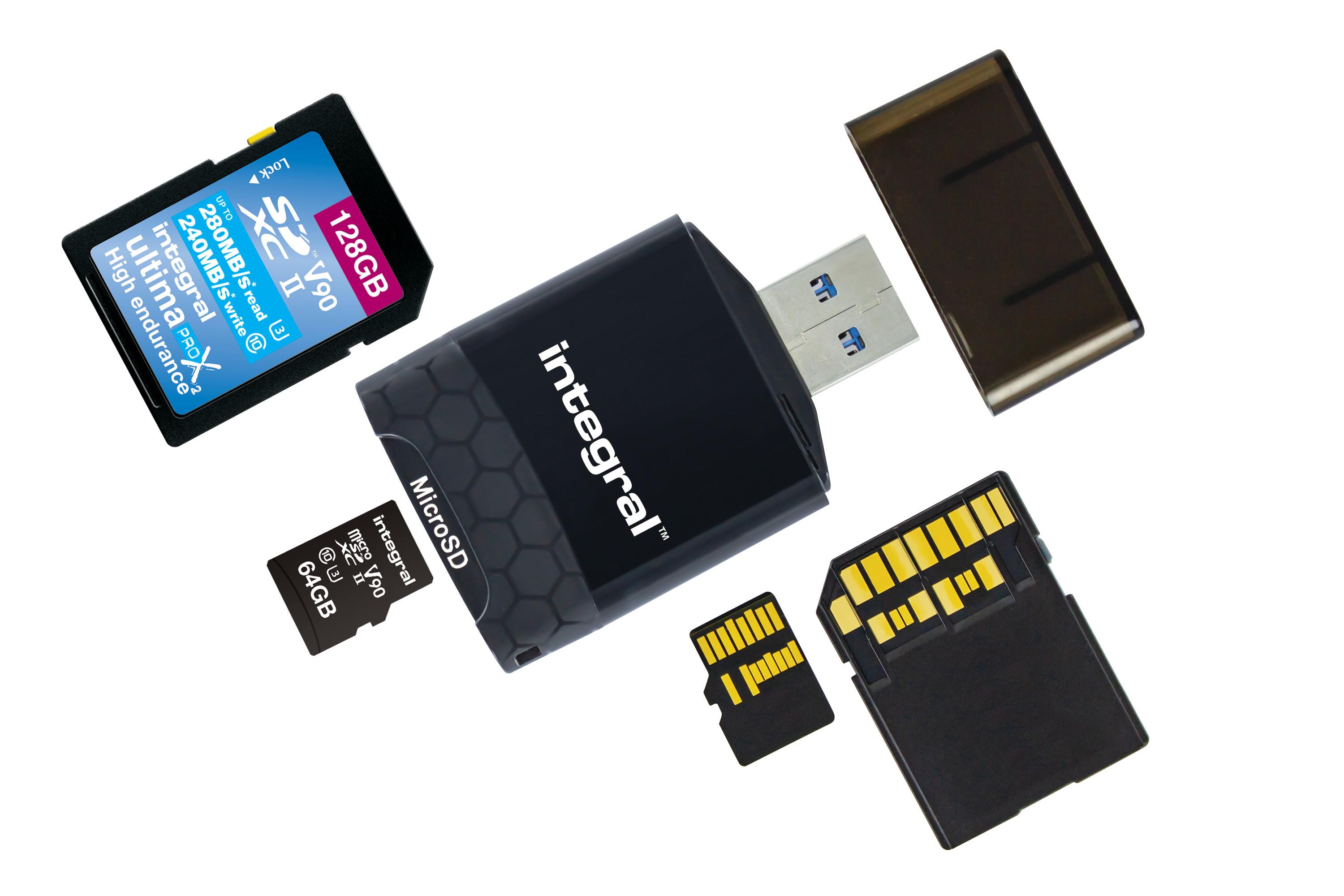 Integral USB3.0 CARDREADER DUAL SLOT SD MSD UHS2 lettore di schede USB 3.2 Gen 1 3.1 Gen 1 Nero (USB 3.0 CARD READER UHS-11 / U