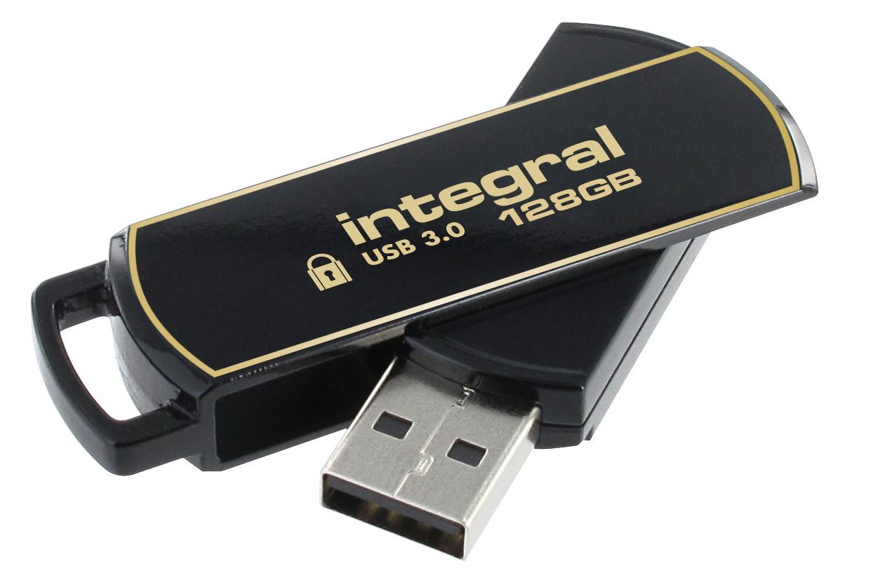 Integral 128GB Secure 360 Encrypted USB 3.0 unità flash USB USB tipo A 3.2 Gen 1 (3.1 Gen 1) Nero Oro