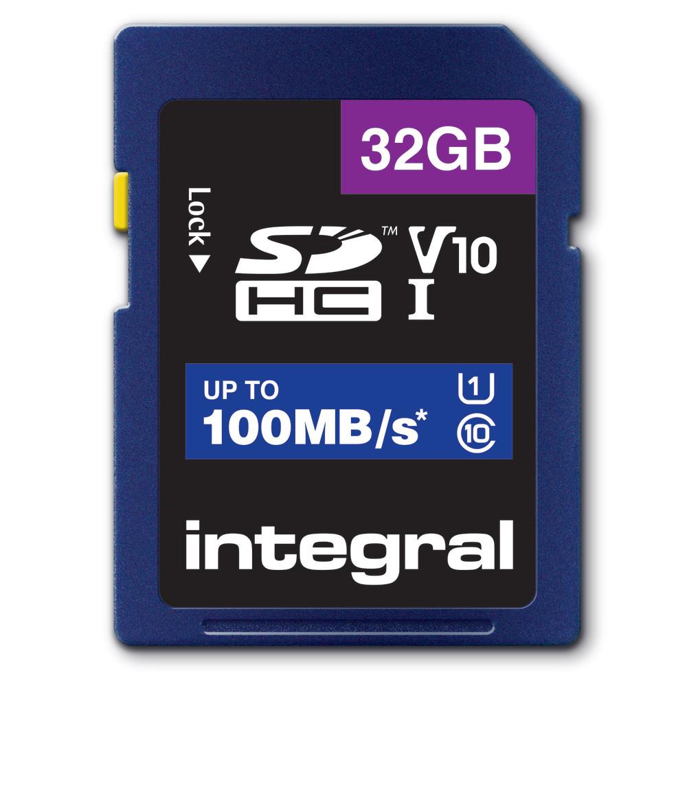 Integral 32GB HIGH SPEED SDHC/XC V10 100MB CLASS 10 UHS-I U1 SD (32GB SDHC UHS-1 U1 CL10 V10 UP TO 100MBS READ INTEGRAL)