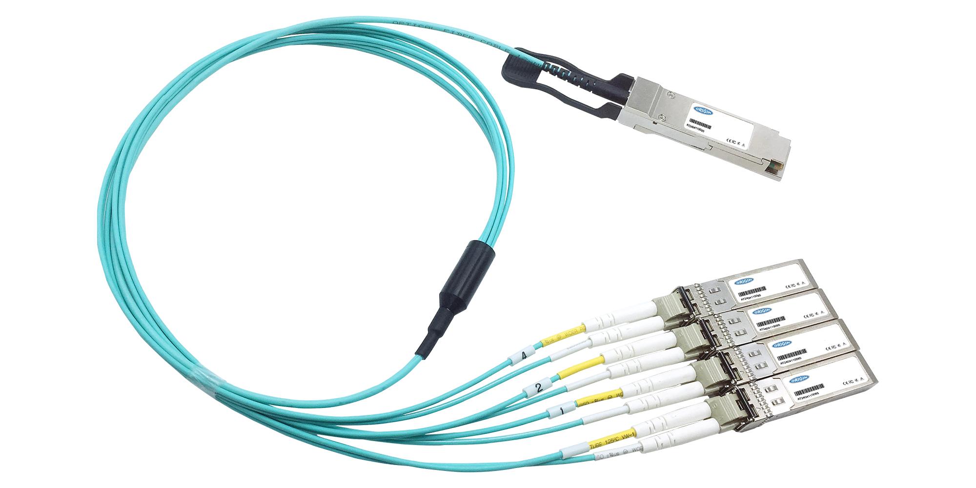 Origin Storage AOC-QSFP-4SFP-10G-5M-OS cavo InfiniBand e in fibra ottica QSFP+ 4x SFP+ Arancione, Colore acqua