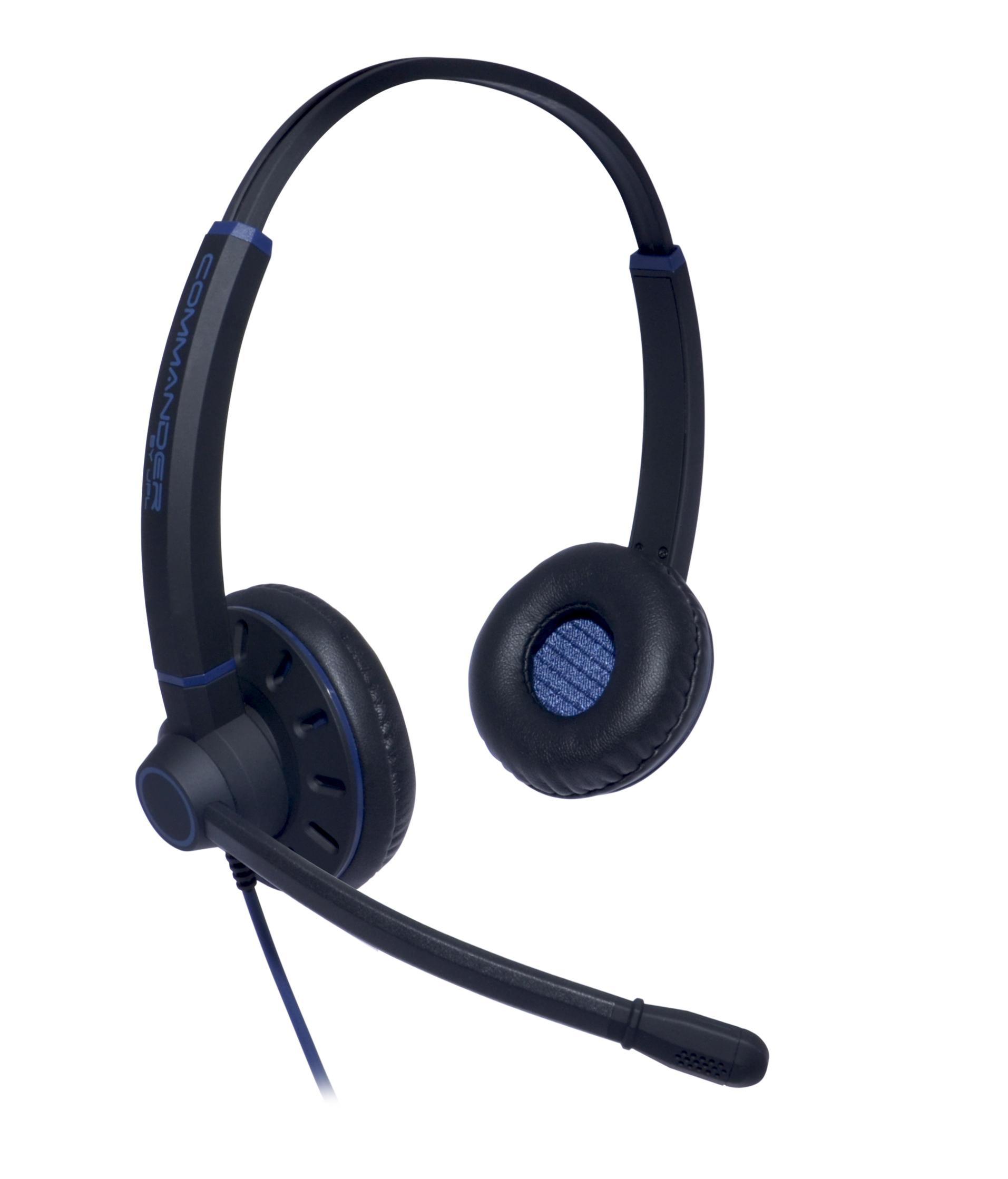JPL Commander-PB V2 Auricolare Cablato A Padiglione Ufficio Nero Blu (JPL COMMANDER PB BINAURAL POLY QD)