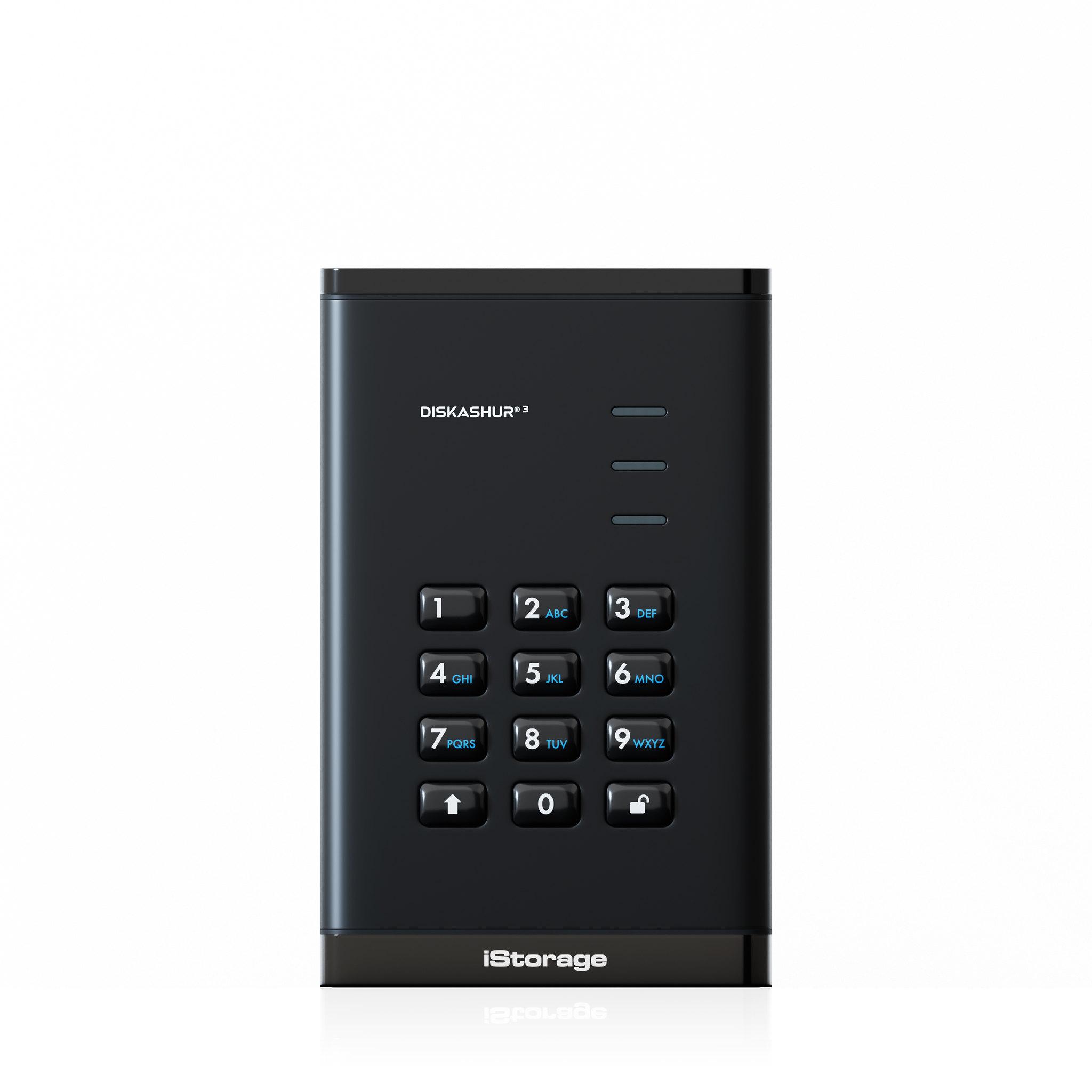 iStorage diskAshur3 HDD disco rigido esterno 2 TB USB tipo-C 3.2 Gen 1 (3.1 Gen 1) Blu