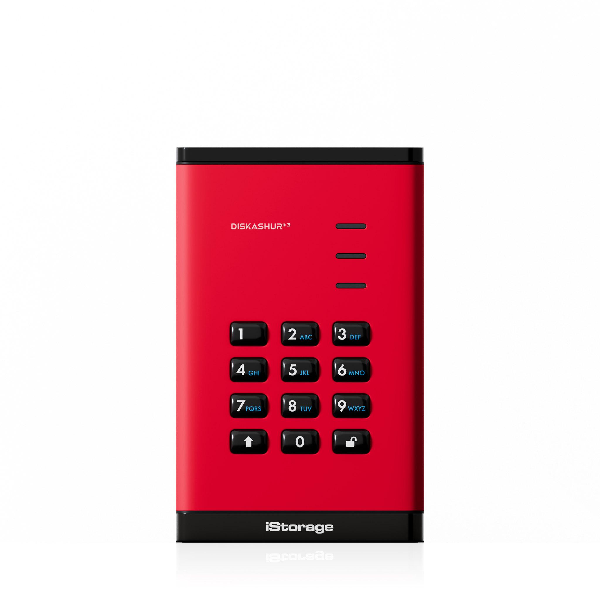 iStorage diskAshur3 HDD disco rigido esterno 2 TB USB tipo-C 3.2 Gen 1 (3.1 Gen 1) Rosso