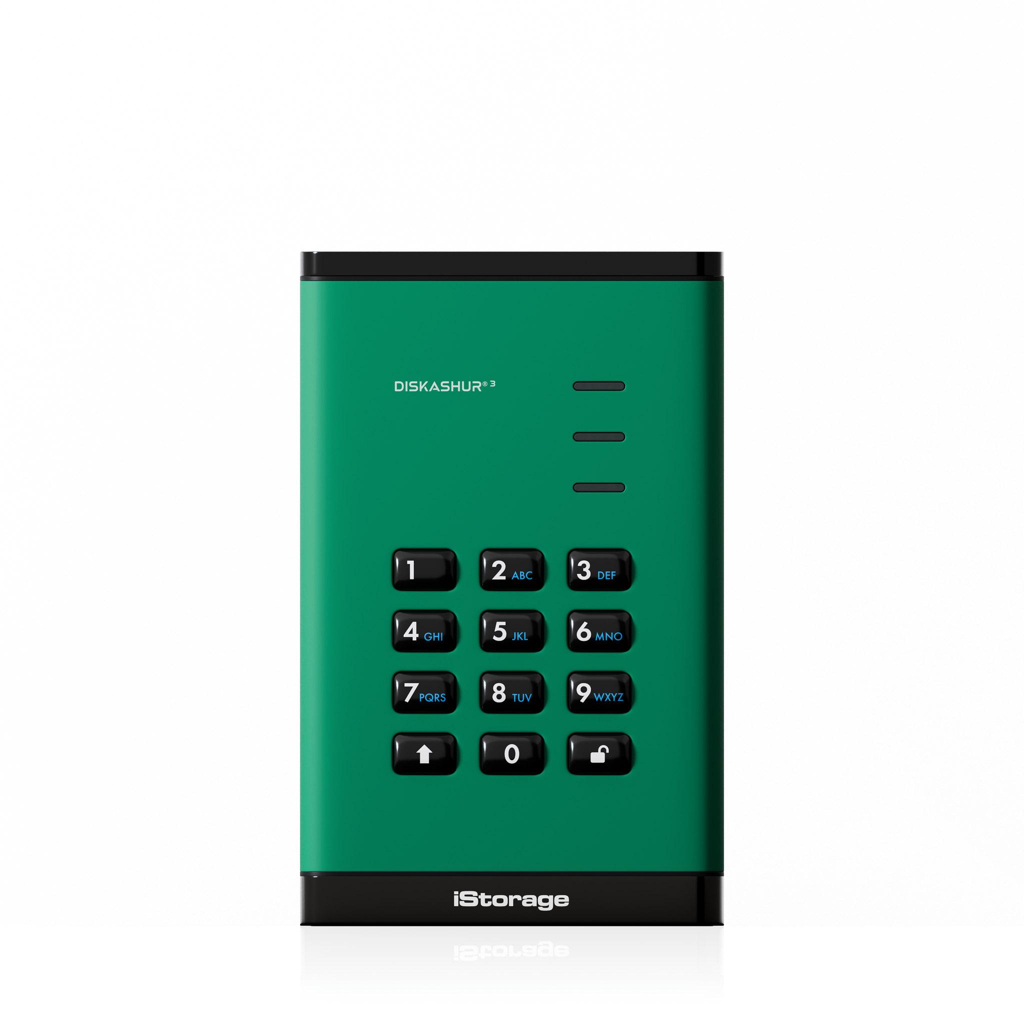 iStorage diskAshur3 HDD disco rigido esterno 2 TB USB tipo-C 3.2 Gen 1 (3.1 Gen 1) Verde