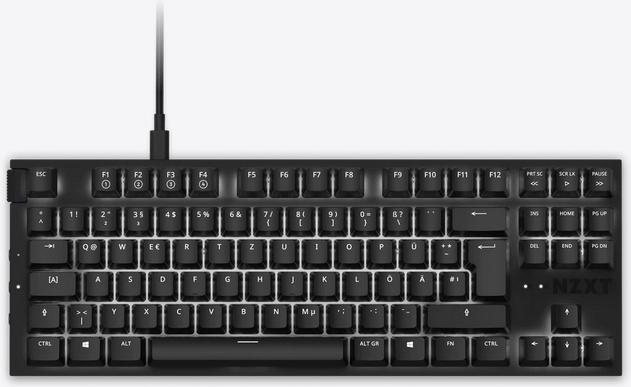 Funzione NZXT Tenkeyless - Tastiera - Retroilluminazione - USB - Tedesco - Interruttore a chiave Gateron Red (hot-swappable) -