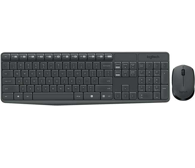 Logitech MK235 tastiera Mouse incluso USB QWERTY Spagnolo Grigio (MK235 WIRELESS KEYBOARD / MOUSE - GREY-2.4GHZ-SPANISH) - Vers