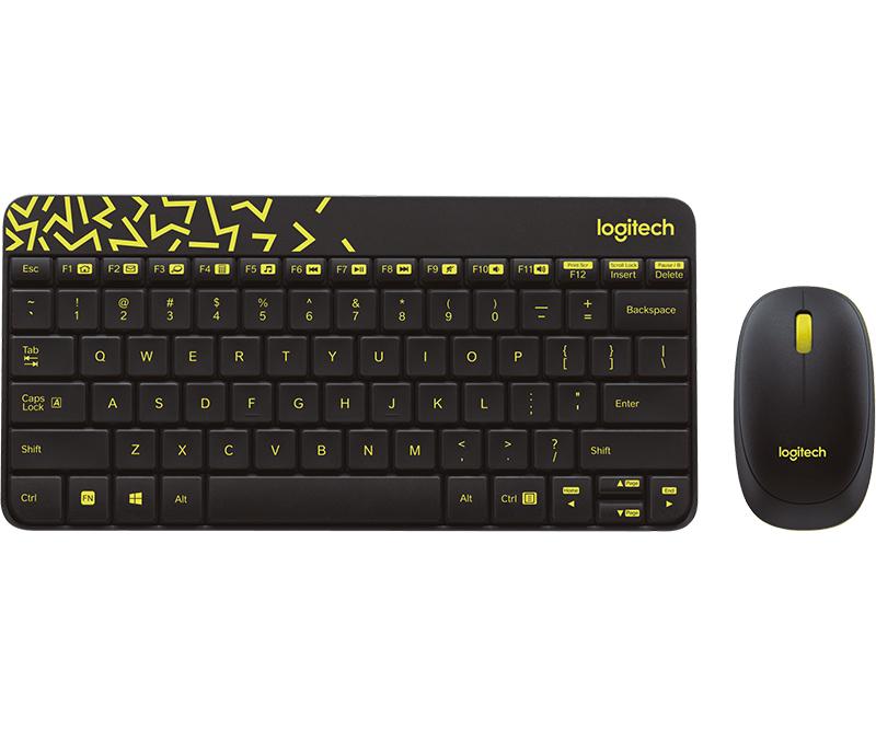 Logitech MK240 Nano tastiera Mouse incluso Casa RF Wireless QWERTY Inglese US Nero, Giallo