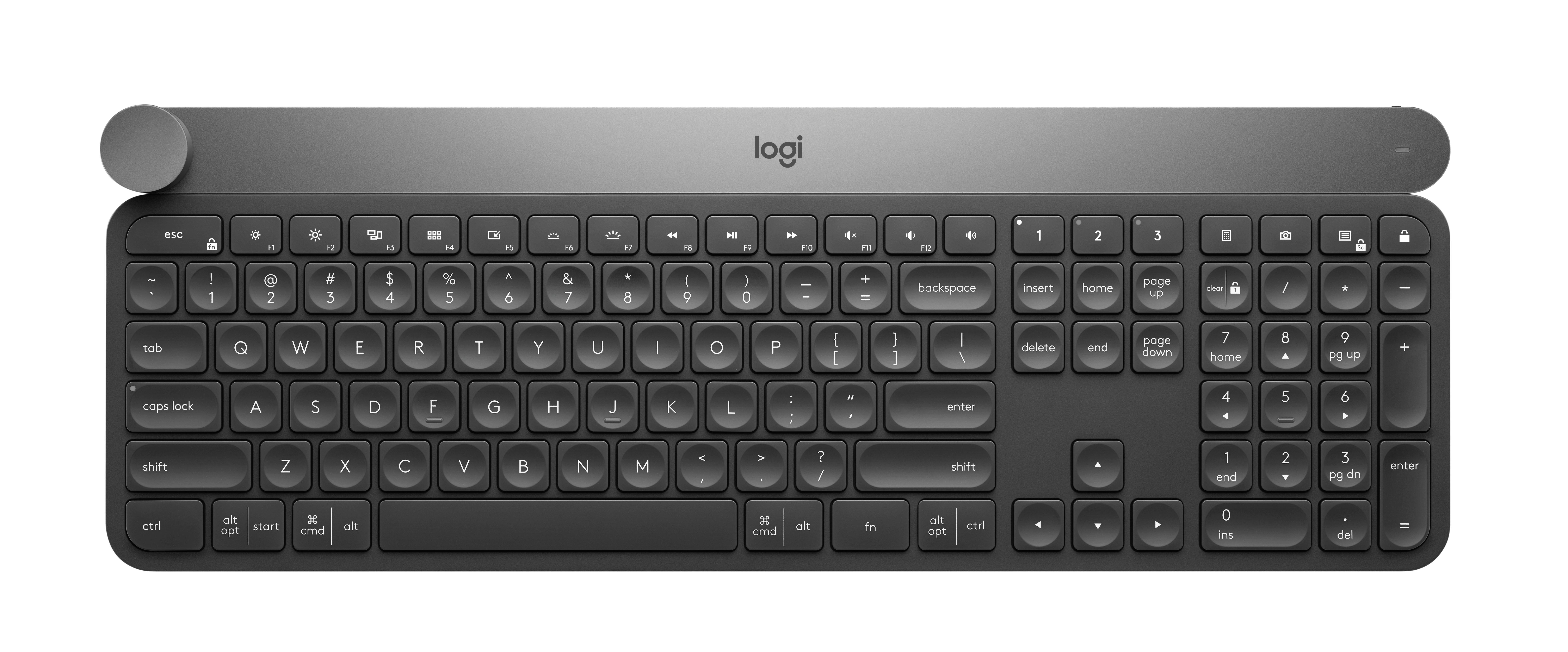 Logitech Craft Advanced keyboard with creative input dial tastiera RF senza fili + Bluetooth QWERTY Inglese Nero, Grigio