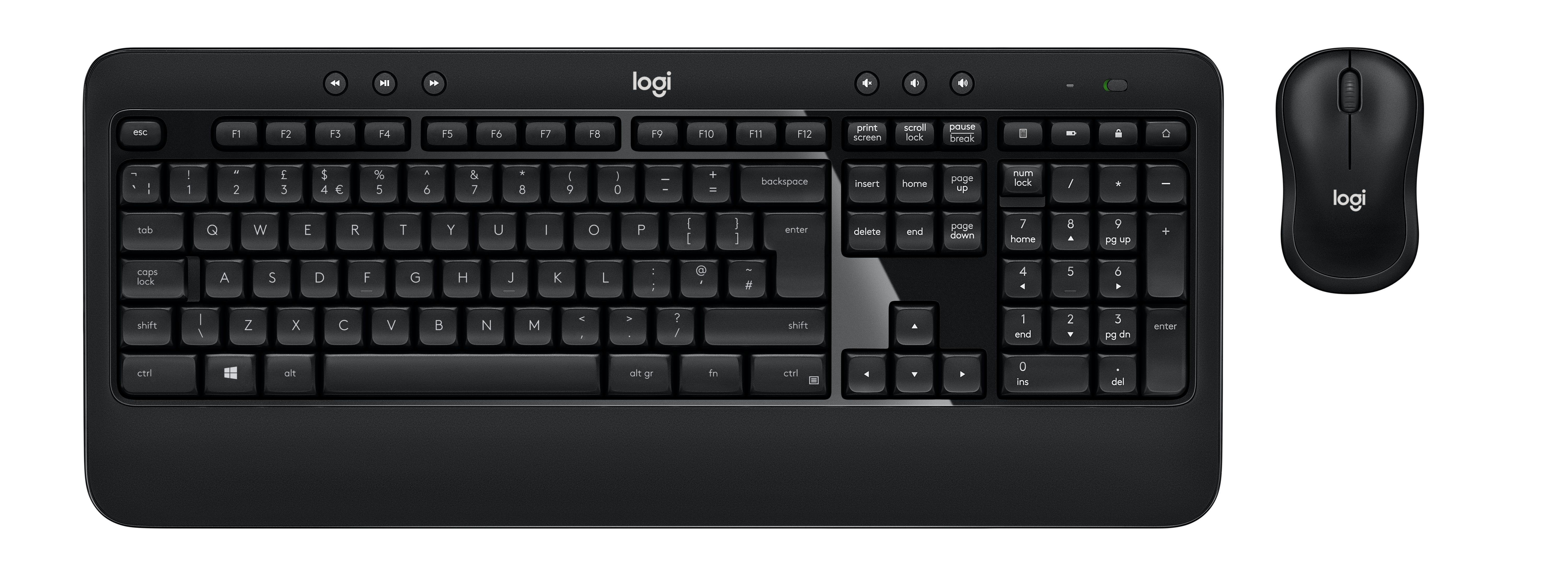 Logitech ADVANCED Combo Wireless Keyboard and Mouse tastiera Mouse incluso USB QWERTY Inglese Nero (ADVANCED WIFI KEYBOARD MOU