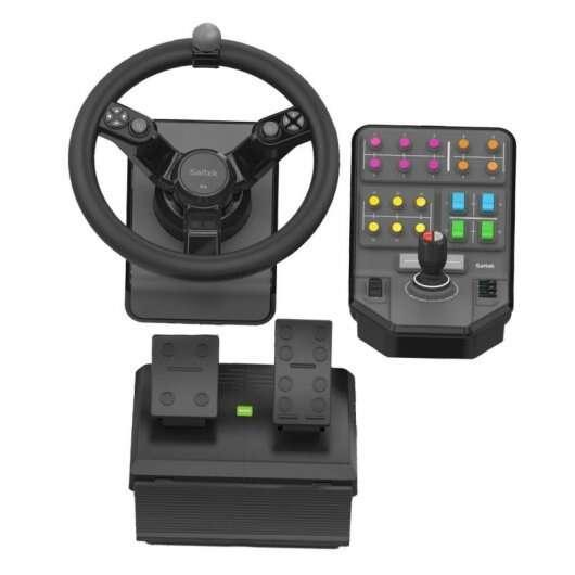 Kompatibel PC Anschluss USB Lenkrad 2 Analoghebel 2 Trigger 4-Weg-Coolie-Hat Funktionen Rad drehbar um 900 Grad abnehmbarer