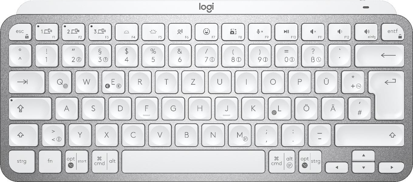 Logitech MX Keys Mini tastiera Ufficio RF senza fili + Bluetooth QWERTZ Tedesco Grigio