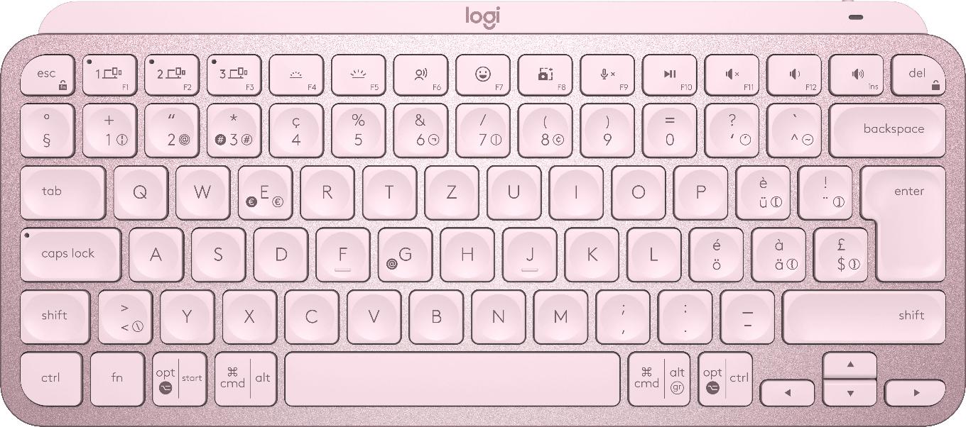 Logitech MX Keys Mini tastiera RF senza fili + Bluetooth QWERTZ Svizzere Rosa