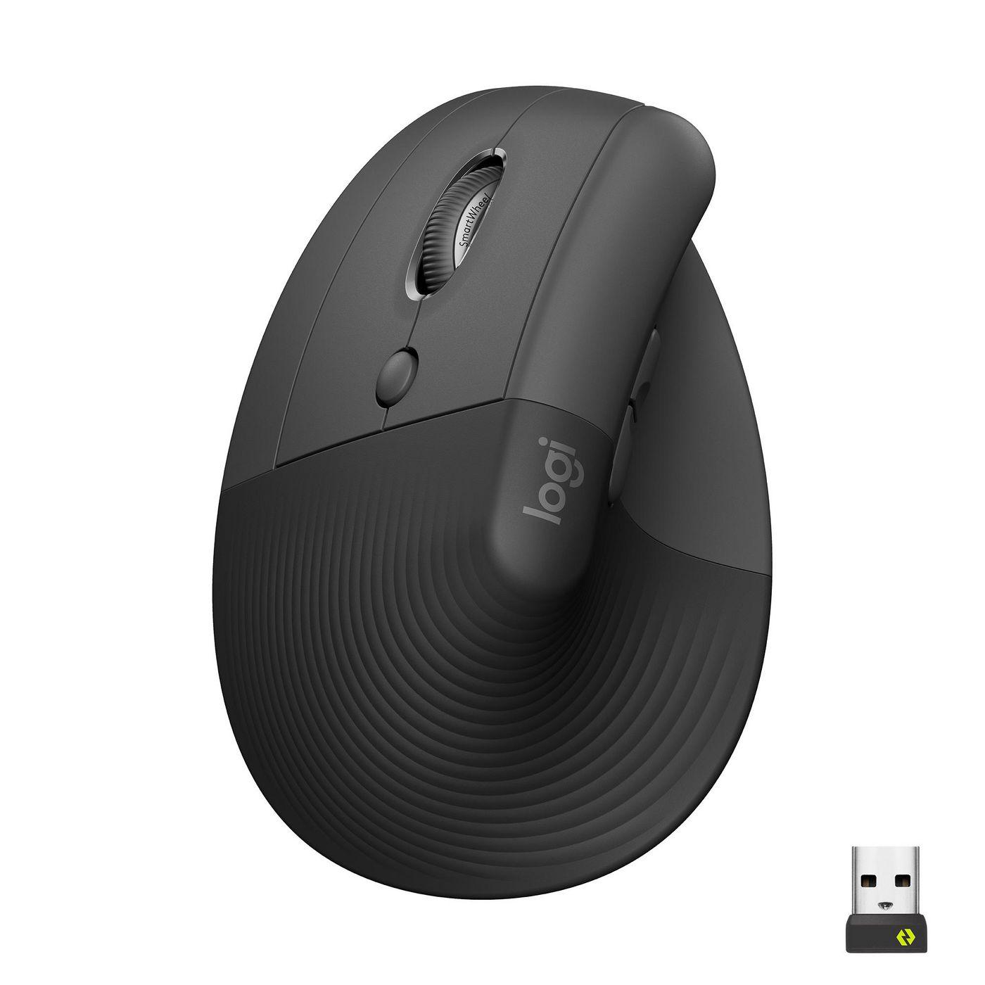 Logitech Lift Left Mouse Ergonomico Verticale per Mancini Senza Fili Bluetooth o Logi Bolt USB Clic Silenziosi 4 Tasti Compatib