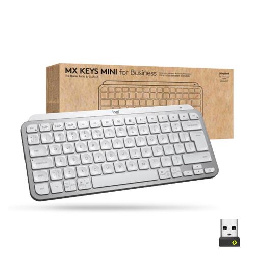 Logitech Mx Keys Mini For Business tastiera RF senza fili + Bluetooth QWERTY Inglese Grigio (MX KEYS MINI FOR BUSINESS - PALE G