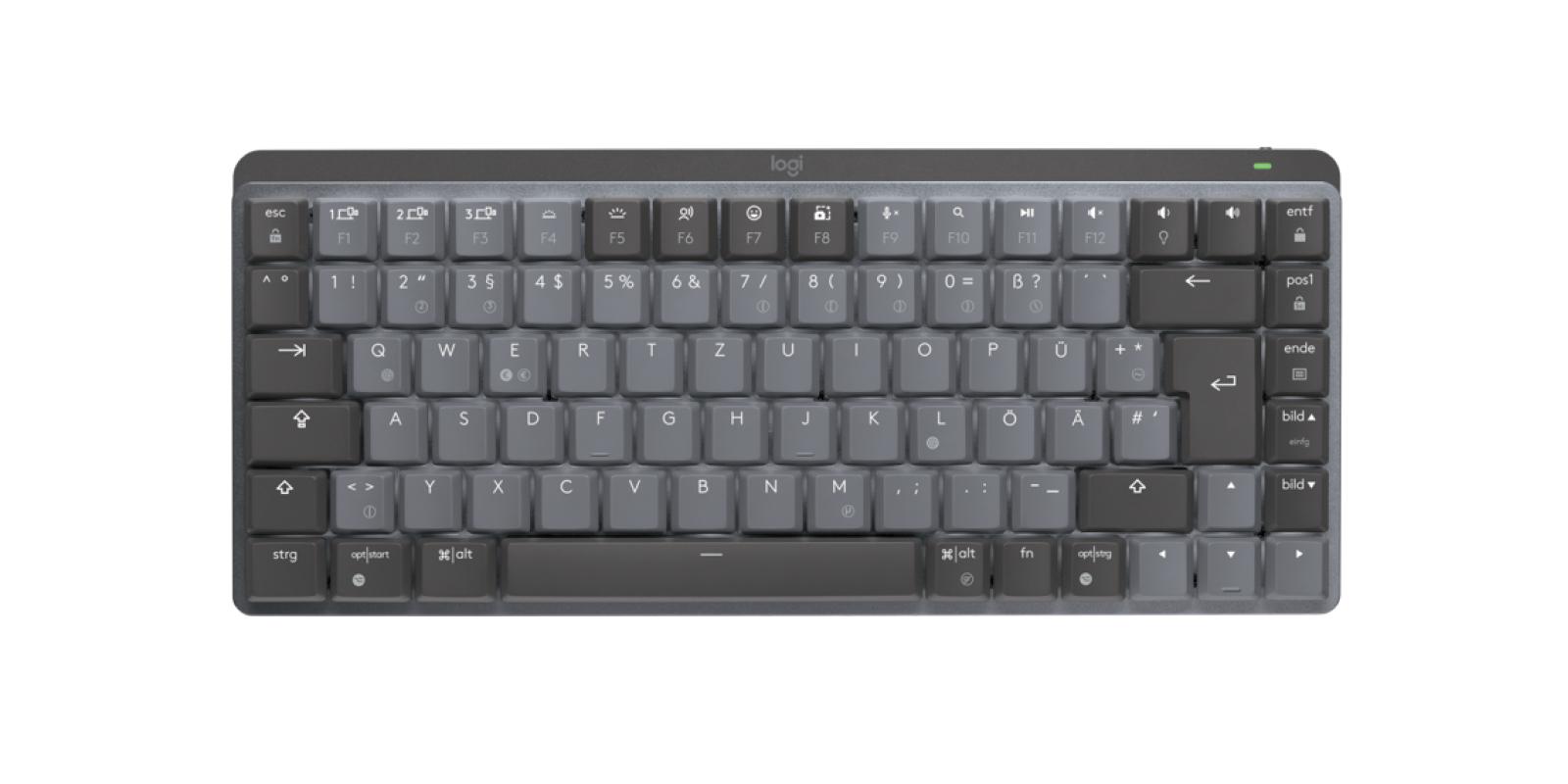 Logitech MX Mini Mechanical tastiera Ufficio RF senza fili + Bluetooth QWERTZ Tedesco Grafite, Grigio