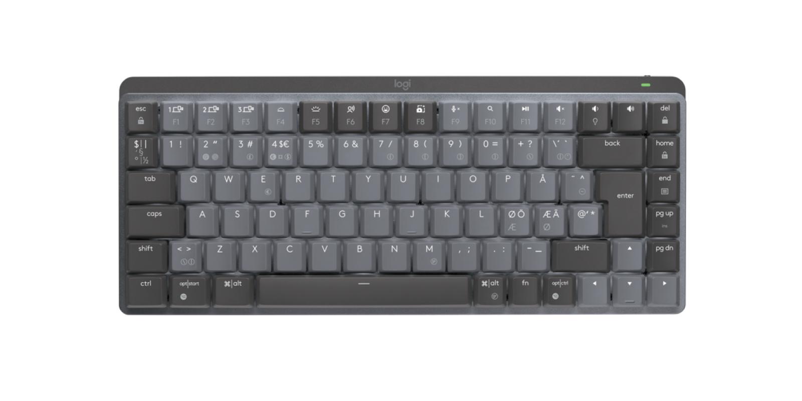 Logitech MX Mini Mechanical tastiera RF senza fili Bluetooth QWERTY Danese Finlandese Norvegese Svedese Grafite Grigio