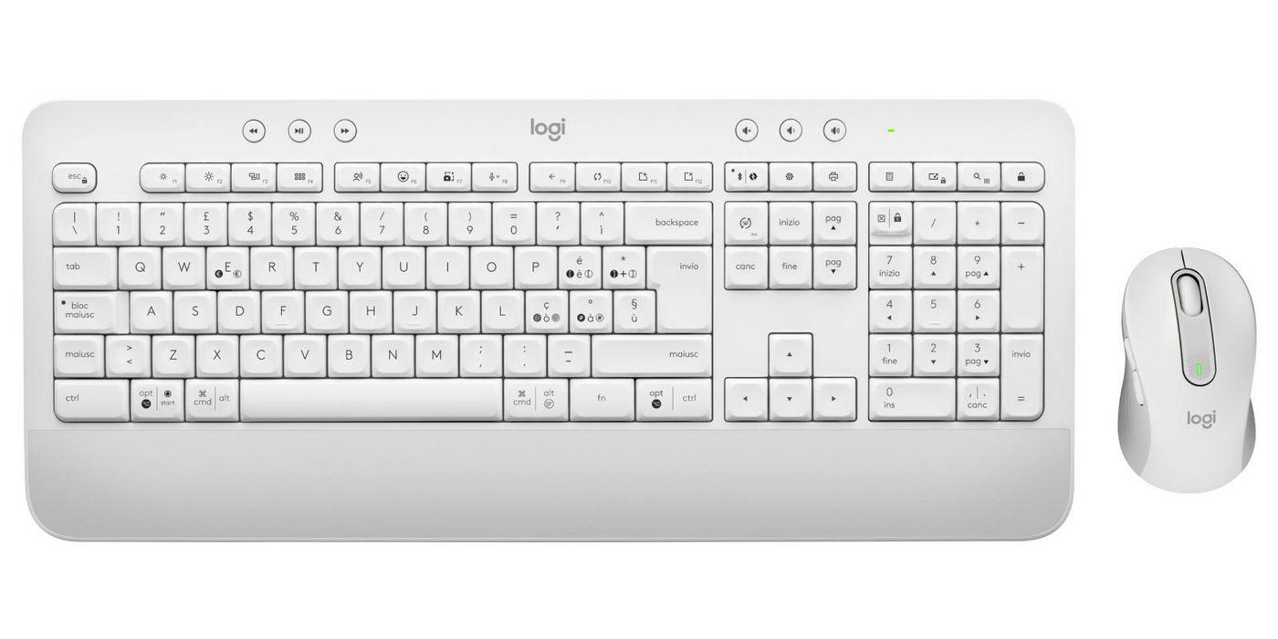 Logitech 920-011024 tastiera Mouse incluso Ufficio Bluetooth QWERTY Italiano Bianco (Logitech Signature MK650 Combo for Busines