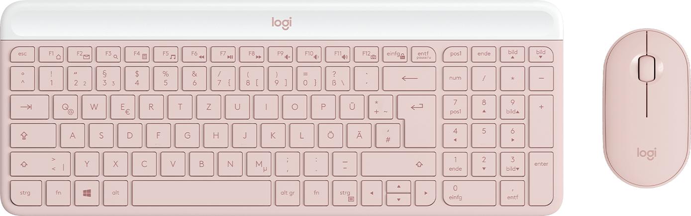 Logitech MK470 Slim Combo tastiera Mouse incluso RF Wireless QWERTZ Tedesco Rosa