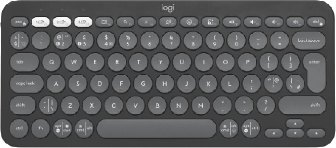 Logitech Pebble Keys 2 K380s tastiera Universale RF senza fili Bluetooth QWERTY Inglese UK Grafite