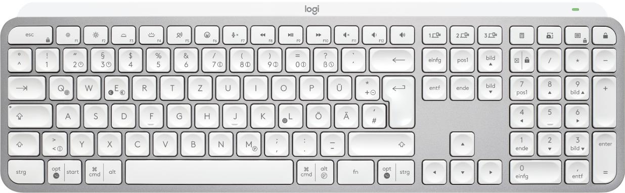 Logitech MX Keys S tastiera Universale RF senza fili + Bluetooth QWERTZ Tedesco Alluminio, Bianco