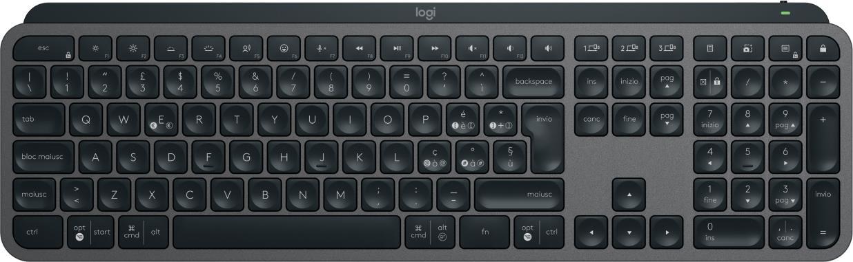 Logitech MX Keys S tastiera Universale RF senza fili Bluetooth QWERTY Italiano Grafite (Logitech MX Keys S - Tastiera - retroi