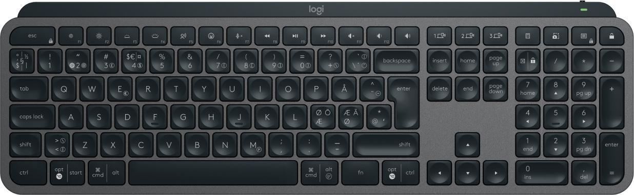Logitech MX Keys S tastiera RF senza fili Bluetooth QWERTY Danese Finlandese Norvegese Svedese Grafite (MX Keys S keyboard RF