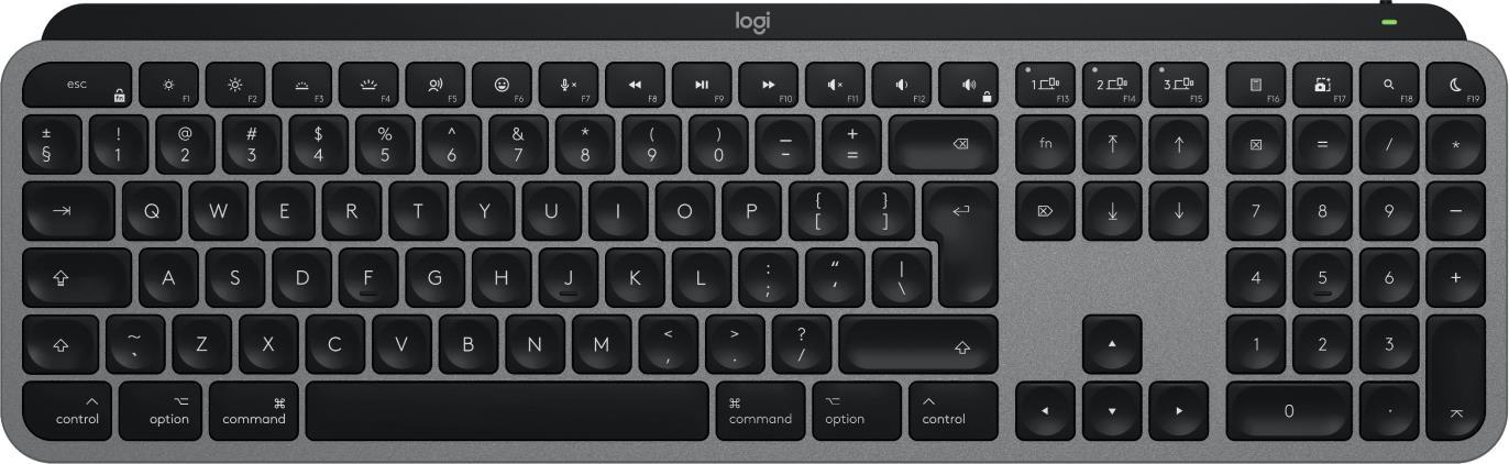 Logitech MX Keys S for Mac tastiera Ufficio RF senza fili + Bluetooth QWERTY US International Alluminio, Nero