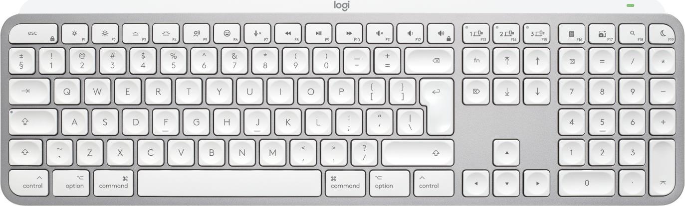Logitech MX Keys S for Mac tastiera Ufficio RF senza fili + Bluetooth QWERTY US International Alluminio, Bianco