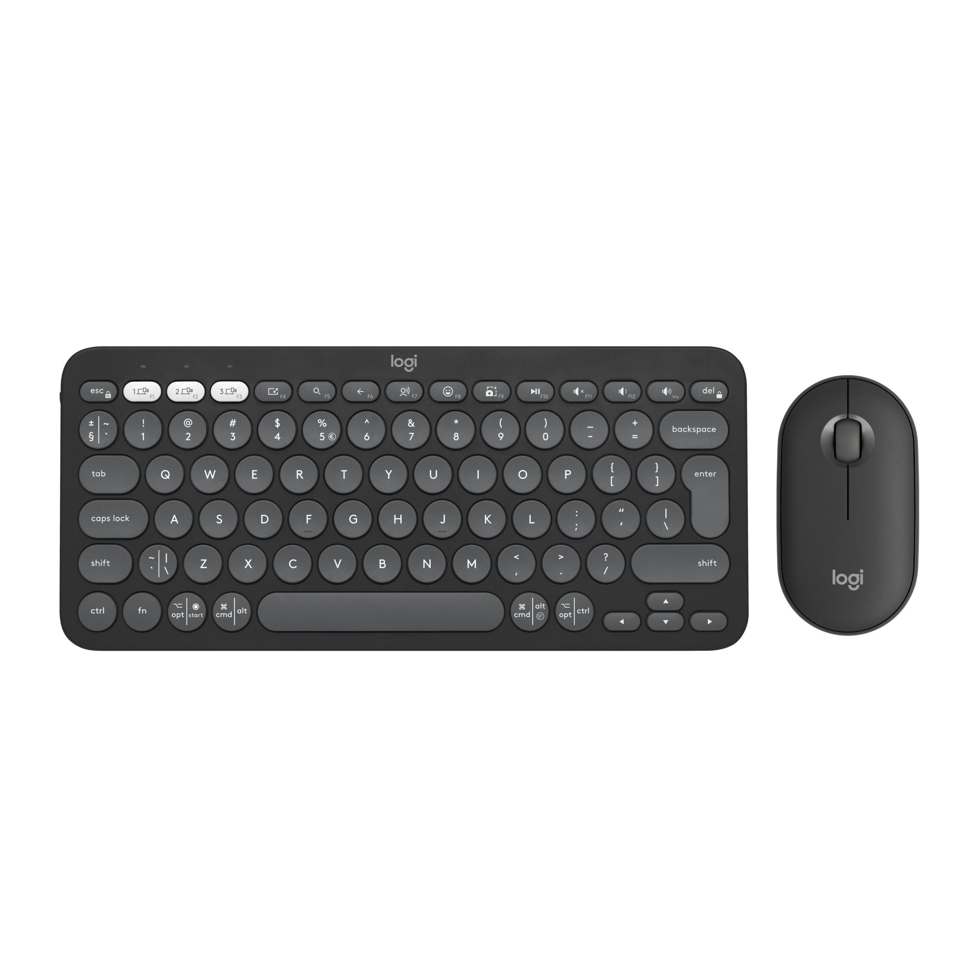 Logitech Pebble 2 Combo tastiera Mouse incluso RF senza fili + Bluetooth QWERTY US International Grafite
