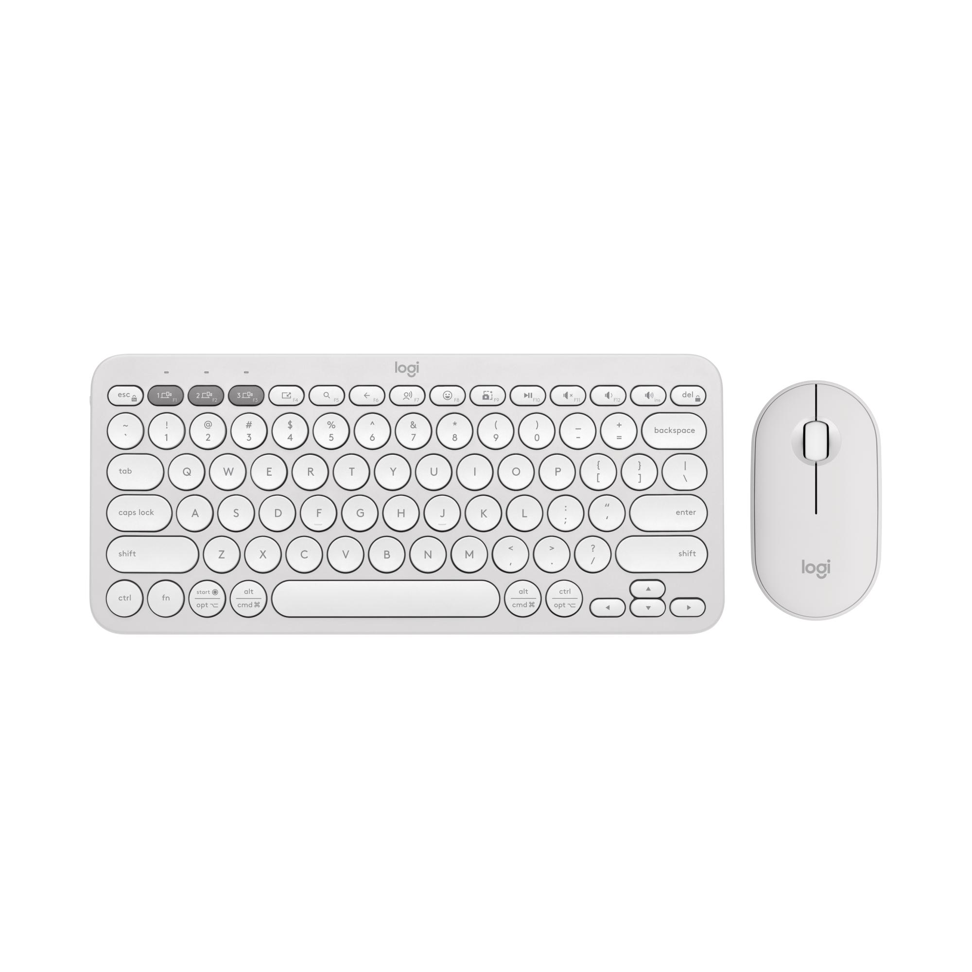 Logitech Pebble 2 Combo tastiera Mouse incluso RF senza fili Bluetooth QWERTY US International Bianco