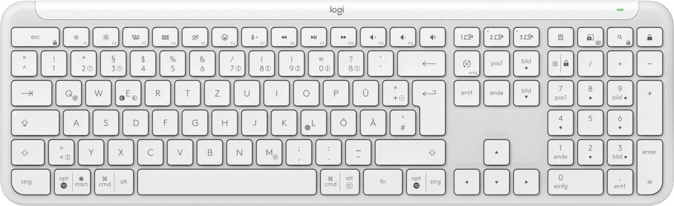 Logitech K950 Signature Slim tastiera RF senza fili + Bluetooth QWERTZ Tedesco Bianco